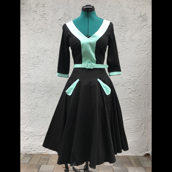 mint green and black dress